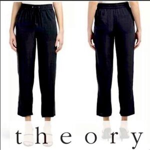 THEORY Cortland 100% Silk Black Pants Size Small